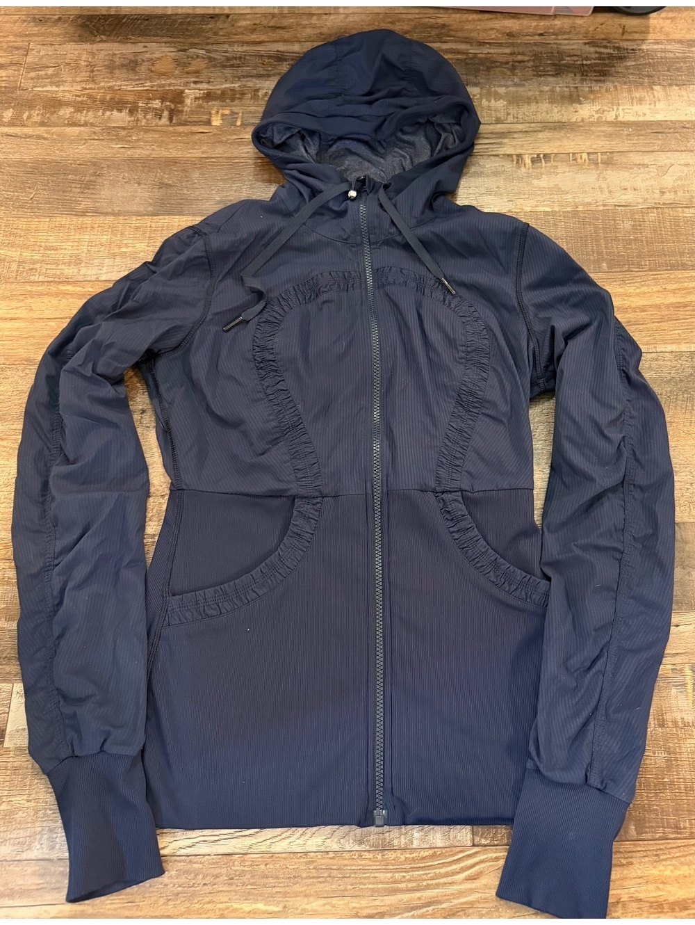 Lululemon Dance Studio Reversible Hooded Ruched Jacket Navy/Gray Size 10